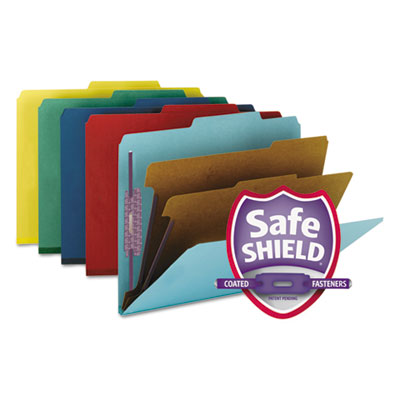 Smead™ Six-Section Pressboard Classification Folders SafeSHIELD Fasteners, 2 Dividers, Letter Size, Assorted, 10/Box Flipcost Flipcost