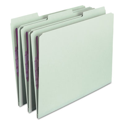 Smead™ Recycled Fastener Folders Recycled Tabs Expansion, 1/3-Cut Tabs, Two SafeSHIELD Fasteners, 1" Expansion, Letter Size, Gray-Green, 25/Box Flipcost Flipcost
