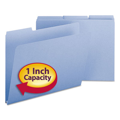Smead™ Expanding Recycled Heavy Pressboard Folders, 1/3-Cut Tabs: Assorted, Letter Size, 1" Expansion, Blue, 25/Box Flipcost Flipcost