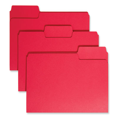 Smead™ SuperTab Color-coded file folders, 1/3-Cut Tabs: Assorted, Letter Size, 0.75" Expansion, 11-pt Stock, Red, 100/Box Flipcost Flipcost