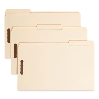 Smead™ Top Tab Fastener Folders, 1/3-Cut Tabs: Assorted, 0.75" Expansion, 2 Fasteners, Legal Size, Manila Exterior, 50/Box Flipcost Flipcost