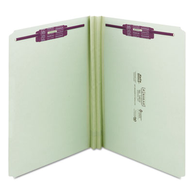 Smead™ Recycled Pressboard Fastener Folders, Straight Tabs, Two SafeSHIELD Fasteners, 2" Expansion, Letter Size, Gray-Green, 25/Box Flipcost Flipcost