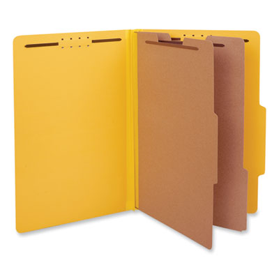 Universal® Bright Colored Pressboard Classification Folders, 2" Expansion, 2 Dividers, 6 Fasteners, Legal Size, Yellow Exterior, 10/Box Flipcost Flipcost