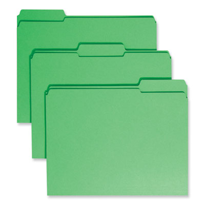 Smead™ Reinforced Top Tab Colored File Folders, 1/3-Cut Tabs: Assorted, Letter Size, 0.75" Expansion, Green, 100/Box Flipcost Flipcost