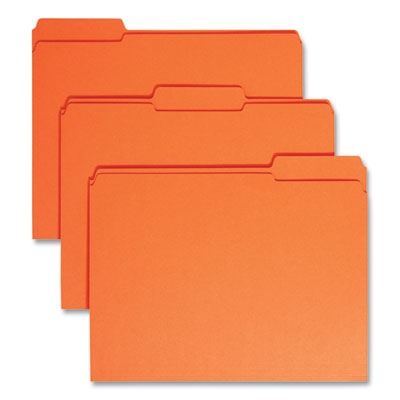 Smead™ Reinforced Top Tab Colored File Folders Orange, 1/3-Cut Tabs: Assorted, Letter Size, 0.75" Expansion, Orange, 100/Box Flipcost Flipcost