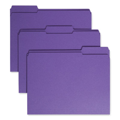 Smead™ Reinforced Top Tab Colored File Folders, 1/3-Cut Tabs: Assorted, Letter Size, 0.75" Expansion, Purple, 100/Box Flipcost Flipcost