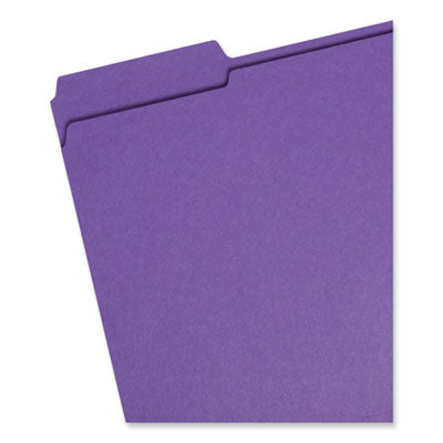 Smead™ Reinforced Top Tab Colored File Folders, 1/3-Cut Tabs: Assorted, Letter Size, 0.75" Expansion, Purple, 100/Box Flipcost Flipcost
