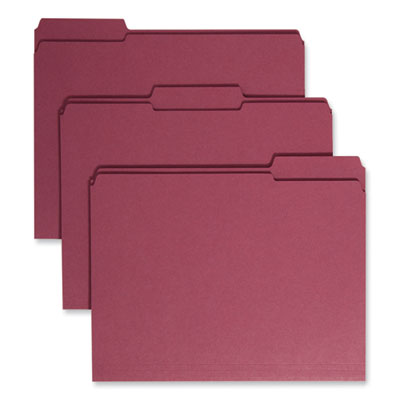 Smead™ Reinforced Top Tab Colored File Folders, 1/3-Cut Tabs: Assorted, Letter Size, 0.75" Expansion, Maroon, 100/Box Flipcost Flipcost