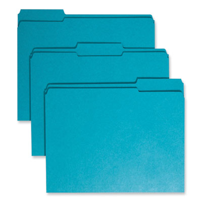 Smead™ Reinforced Top Tab Colored File Folders, 1/3-Cut Tabs: Assorted, Letter Size, 0.75" Expansion, Teal, 100/Box Flipcost Flipcost