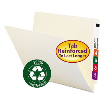 Smead™ 100% Recycled Manila End Tab Folders, Straight Tabs, Letter Size, 0.75" Expansion, Manila, 100/Box Flipcost Flipcost