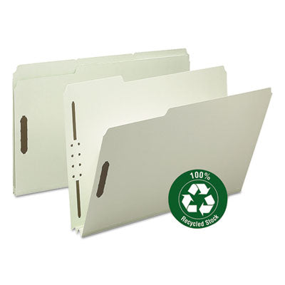 Smead™ Recycled Pressboard Fastener Folders, 2" Expansion, 2 Fasteners, Legal Size, Gray-Green Exterior, 25/Box Flipcost Flipcost