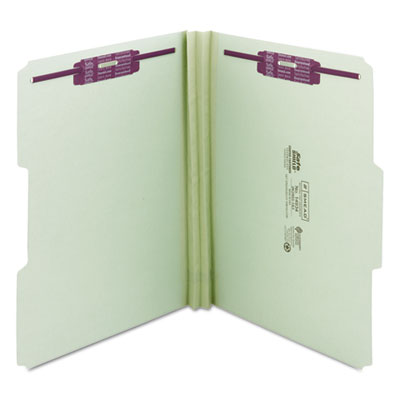 Smead™ Recycled Pressboard Fastener Folders, 1/3-Cut Tabs, Two SafeSHIELD Fasteners, 2" Expansion, Letter Size, Gray-Green, 25/Box Flipcost Flipcost