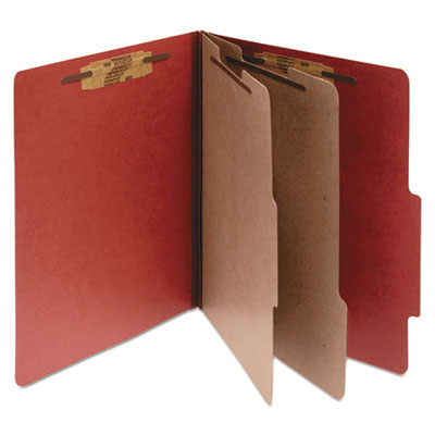 Pressboard Classification Folders 3" Expansion, 2 Dividers, 6 Fasteners, Letter Size, Earth Red Exterior, 10/Box Flipcost Flipcost