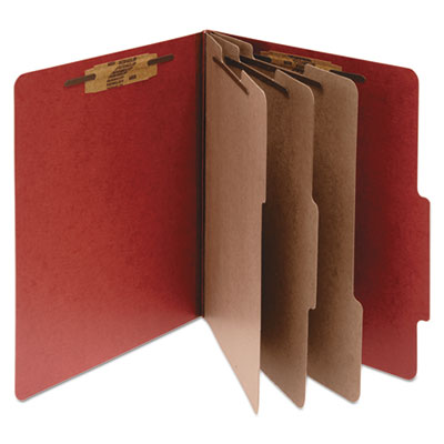 Pressboard Classification Folders, 4" Expansion, 3 Dividers, 8 Fasteners, Legal Size, Earth Red Exterior, 10/Box Flipcost Flipcost