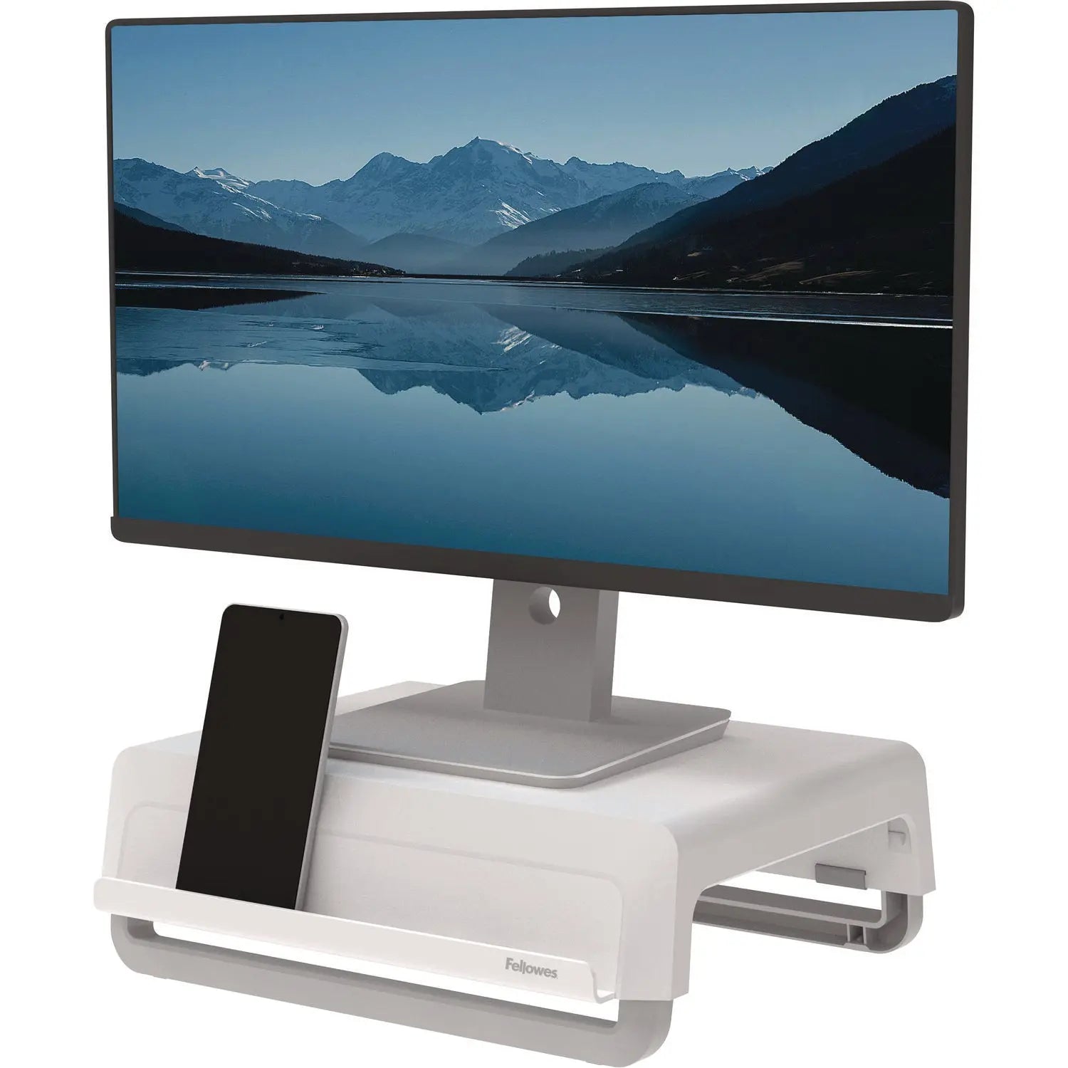 Breyta Monitor Stand, 13.94" x 11.97" x 3.25" to 6", White, Supports 33 lbs Fellowes® Flipcost