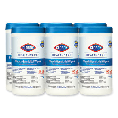 Clorox Healthcare® Bleach Germicidal Wipes, 1-Ply, 6.75 x 9, Unscented, White, 70/Canister Flipcost Flipcost