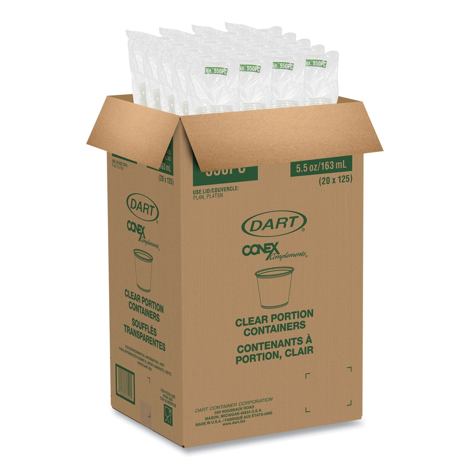 Dart® Conex Complements Portion/Medicine Cups, 5.5 oz, Plastic, Translucent, 125/Bag, 20 Bags/Carton