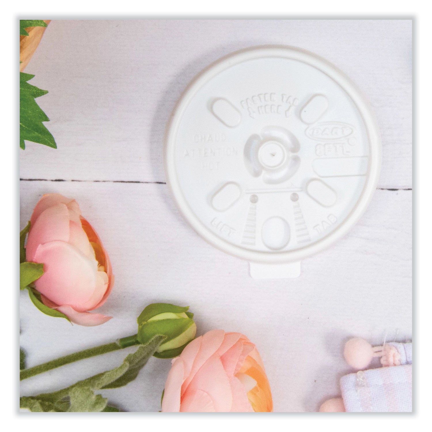 Dart® Lift n' Lock Plastic Hot Cup Lids, Fits 8 oz Hot Cups, White, 1,000/Carton