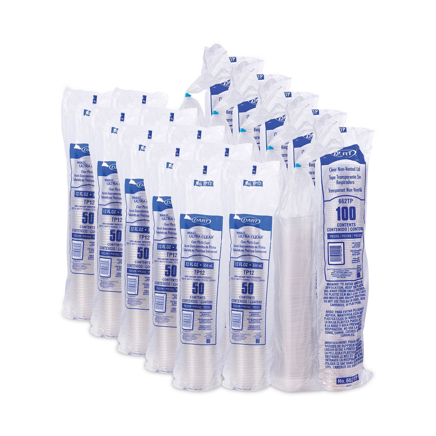 Dart® Clear PET Grab n Go Kit Combo with Insert, 12 oz, Plastic, Clear, 500/Carton