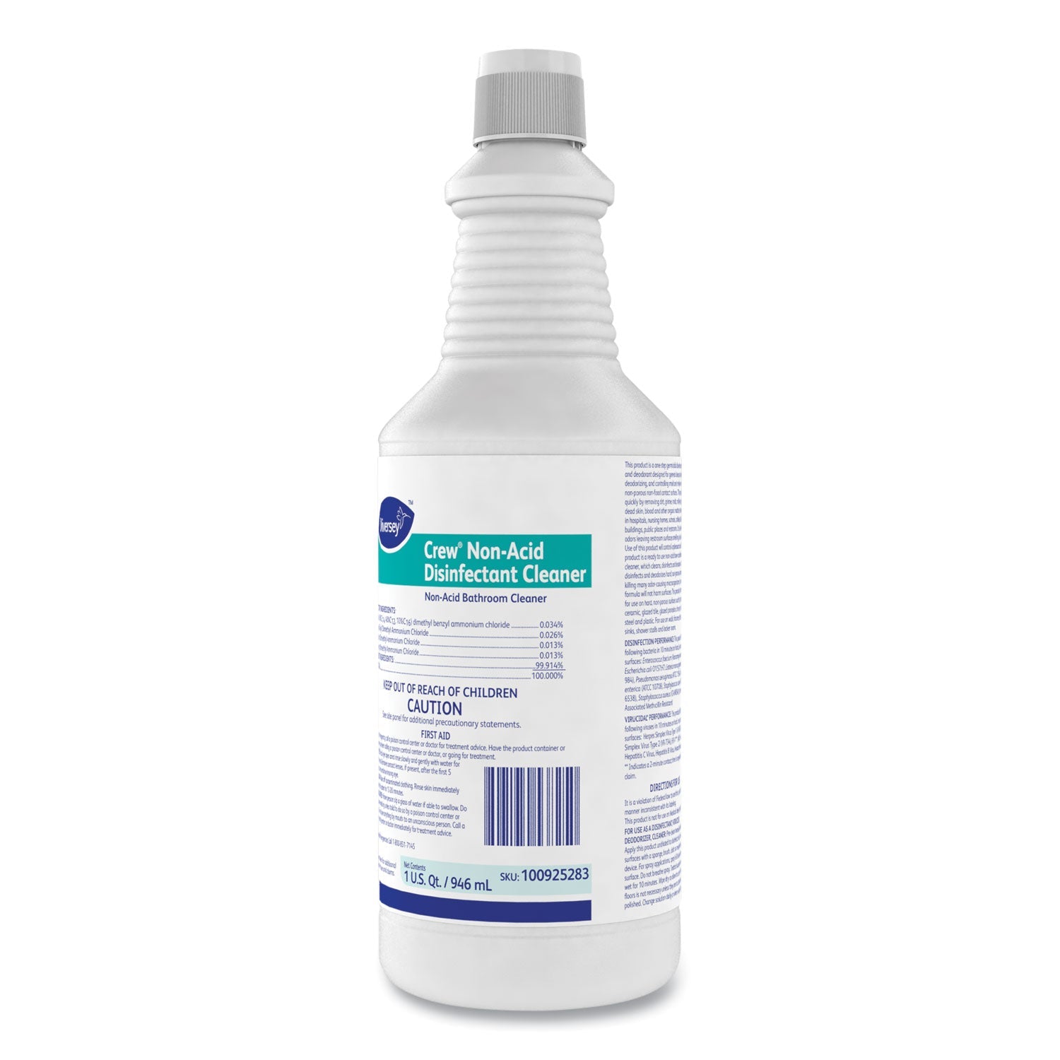 Diversey™ Crew Neutral Non-Acid Bowl And Bathroom Disinfectant, 32 Oz Squeeze Bottle, 12/carton