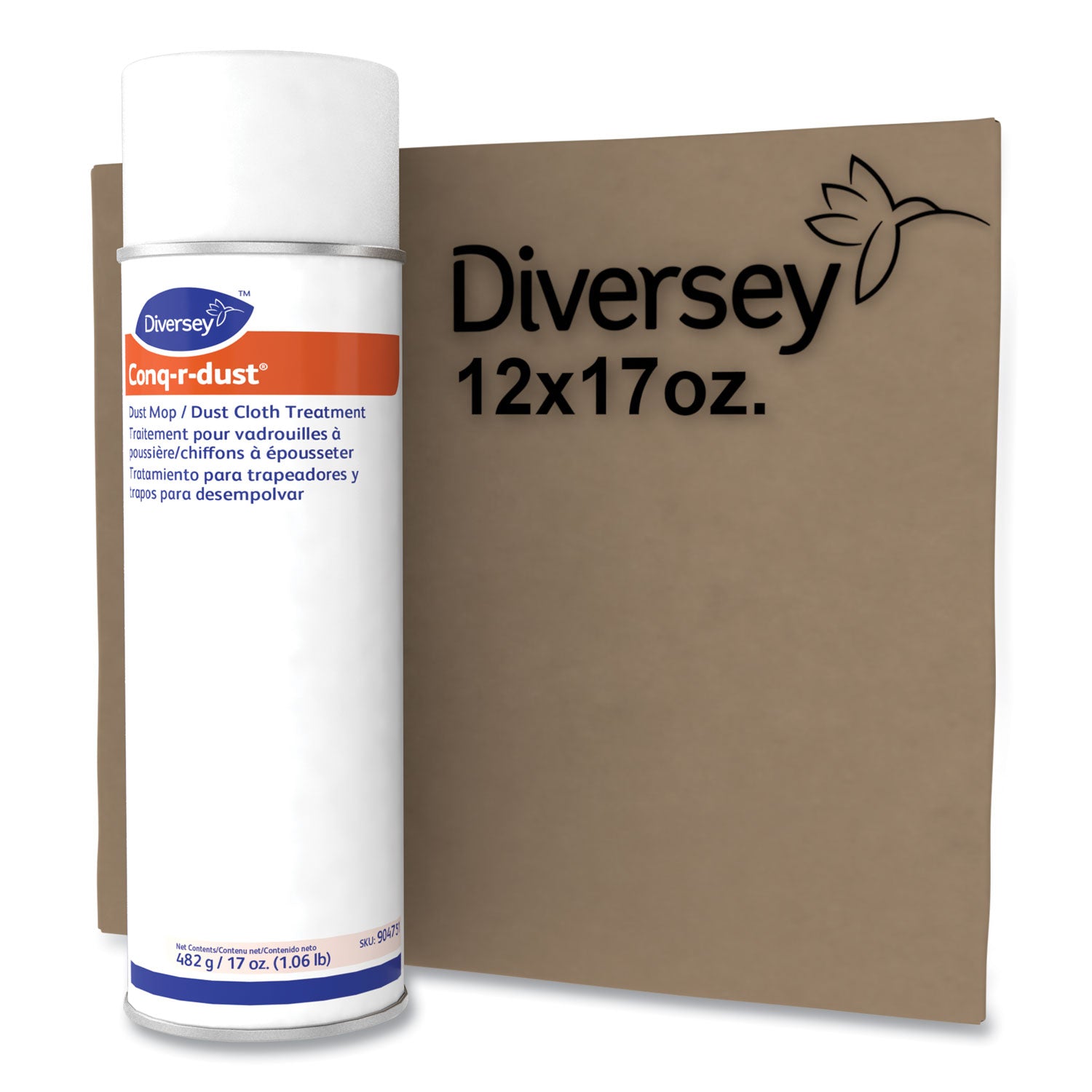 Diversey™ Conq-R-Dust Dust Mop/dust Cloth Treatment, Amine Scent, 17 Oz Aerosol Spray, 12/carton