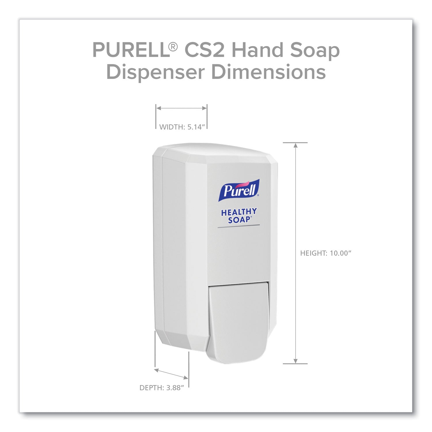 PURELL® CS2 Healthy Soap Dispenser, 1,000 mL, 5.14" x 3.88" x 10", White, 6/Carton