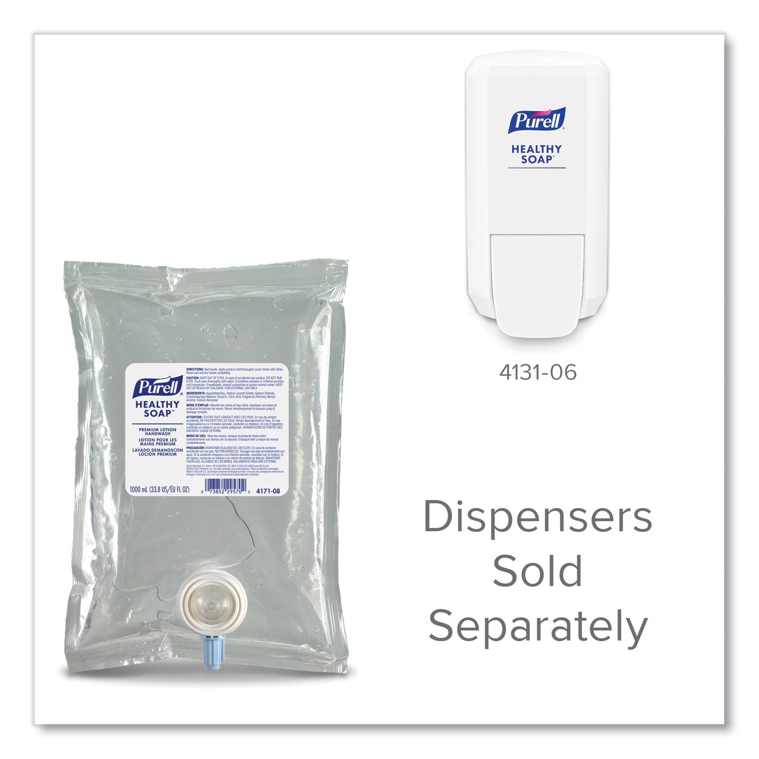 PURELL® HEALTHY SOAP Premium Lotion Handwash Refill, Waterfall Scent, 1,000 mL, 8/Carton