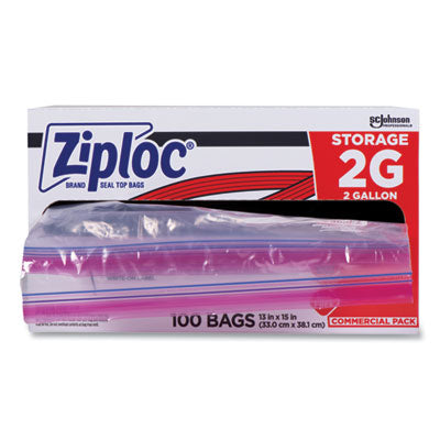 Ziploc® Double Zipper Storage Bags, 2 gal, 1.75 mil, 15" x 13", Clear, 100/Carton Flipcost Flipcost