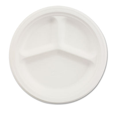 Paper Dinnerware, 3-Compartment Plate, 10.25" dia, White, 500/Carton Flipcost Flipcost