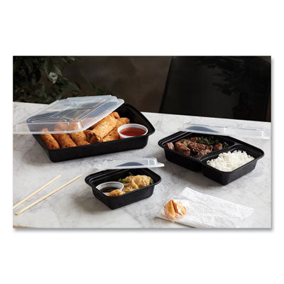 Newspring VERSAtainer Microwavable Containers, Rectangular, 58 oz, 8.5 x 11.5 x 2.5, Black/Clear, Plastic, 150/Carton Flipcost Flipcost