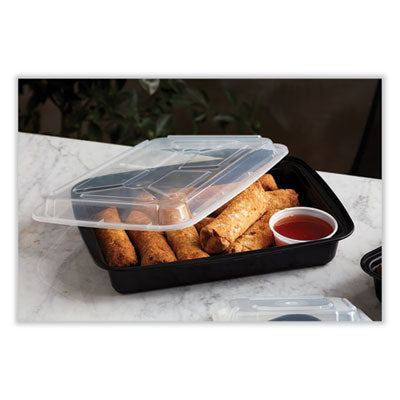 Newspring VERSAtainer Microwavable Containers, Rectangular, 58 oz, 8.5 x 11.5 x 2.5, Black/Clear, Plastic, 150/Carton Flipcost Flipcost