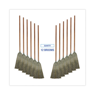 Heavy Duty Warehouse Broom, Yucca Corn Fiber Bristles, 56" Overalll Length, Natural, 12/Carton Flipcost Flipcost