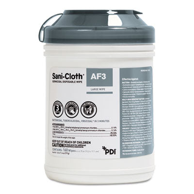 Sani-Cloth AF3 Germicidal Disposable Wipes, 6 x 6.75, White, 160 Wipes/Canister, 12 Canisters/Carton Flipcost Flipcost