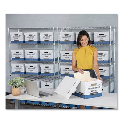 STOR/FILE Medium-Duty Storage Boxes, Letter Files, 12.88" x 25.38" x 10.25", White/Blue, 12/Carton Flipcost Flipcost