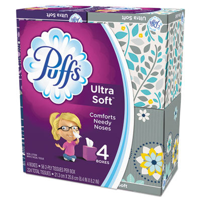 Puffs® Ultra Soft Facial Tissue Packs, 2-Ply, White, 56 Sheets/Box, 4 Boxes/Pack, 6 Packs/Carton Flipcost Flipcost