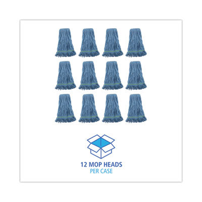 Super Loop Wet Mop Head, Cotton/Synthetic Fiber, 1" Headband, Medium Size, Blue, 12/Carton Flipcost Flipcost