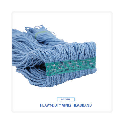Super Loop Wet Mop Head, Cotton/Synthetic Fiber, 1" Headband, Medium Size, Blue, 12/Carton Flipcost Flipcost