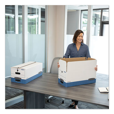 STOR/FILE Medium-Duty Strength Storage Boxes, Letter/Legal Files, 12.25" x 16" x 11", White/Blue, 12/Carton Flipcost Flipcost