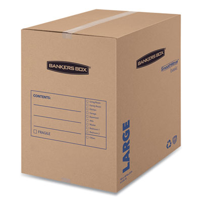 SmoothMove Basic Strong Recyclable Moving Boxes, Regular Slotted Container (RSC), Large, 18" x 18" x 24", Brown/Blue, 15/Carton Flipcost Flipcost
