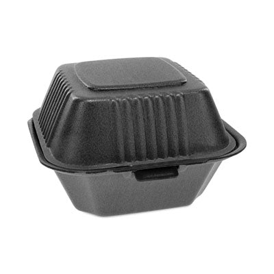 Pactiv Evergreen Insulated Foam Hinged Container, Sandwich, 5.75 x 5.75 x 3.25, Black, 504/Carton Flipcost Flipcost