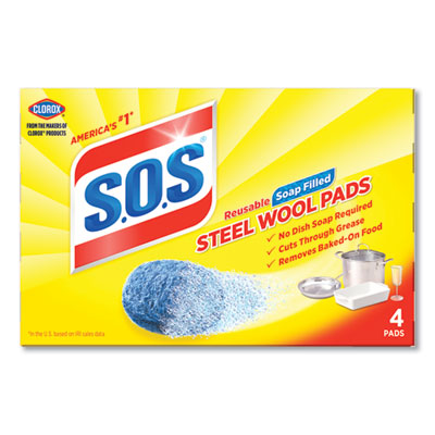 S.O.S.® Steel Wool Soap Pad, Steel, 4/Box, 24 Boxes/Carton Flipcost Flipcost