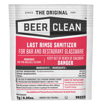Diversey™ Beer Clean Last Rinse Glass Sanitizer, Powder, 0.25 oz Packet, 100/Carton Flipcost Flipcost