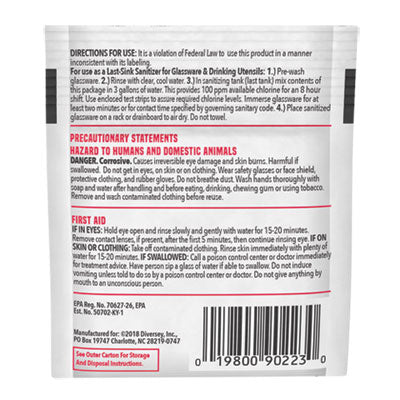 Diversey™ Beer Clean Last Rinse Glass Sanitizer, Powder, 0.25 oz Packet, 100/Carton Flipcost Flipcost