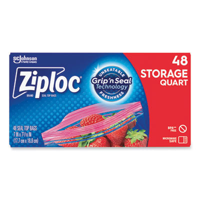 Ziploc® Double Zipper Storage Bags, 1 qt, 1.75 mil, 9.63" x 8.5", Clear, 9/Carton Flipcost Flipcost