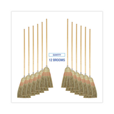 Parlor Broom, Yucca/ Natural Corn Fiber Bristles Broom, 56" Overall Length, , 12/Carton Flipcost Flipcost