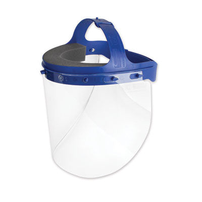 Suncast Commercial® Fully Assembled Full Length Face Shield with Head Gear, 16.5 x 10.25 x 11, Clear/Blue, 16/Carton Flipcost Flipcost