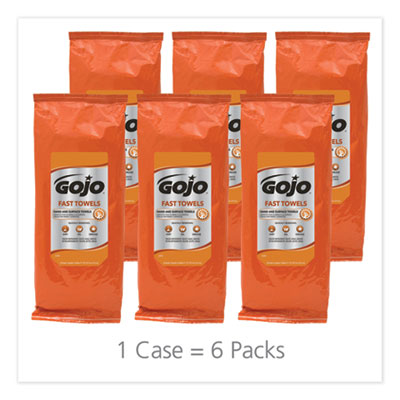 GOJO® FAST TOWELS Hand Cleaning Towels, 2-Ply, 7.75 x 11, Fresh Citrus, Blue, 60/Pack, 6 Packs/Carton Flipcost Flipcost