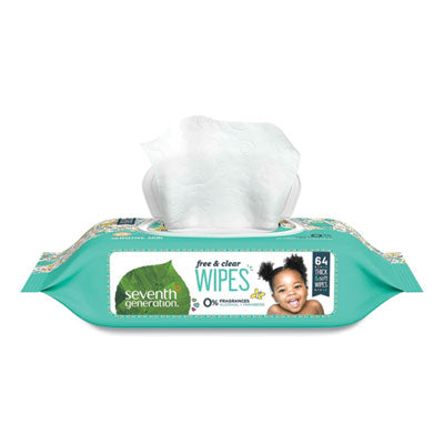 Seventh Generation® Free and Clear Baby Wipes, 7 x 7, Unscented, White, 64/Flip Top Pack, 12 Packs/Carton Flipcost Flipcost