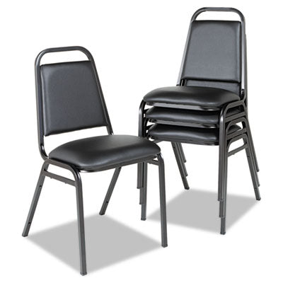 Stackable Padded Steel Chairs, Supports Up to 250 lb, 18.5" Seat Height, Black Seat, Black Back, Black Base, 4/Carton Flipcost Flipcost