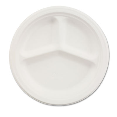 Paper Dinnerware, Disposable 3-Compartment Plate, 9.25" dia, White, 500/Carton Flipcost Flipcost